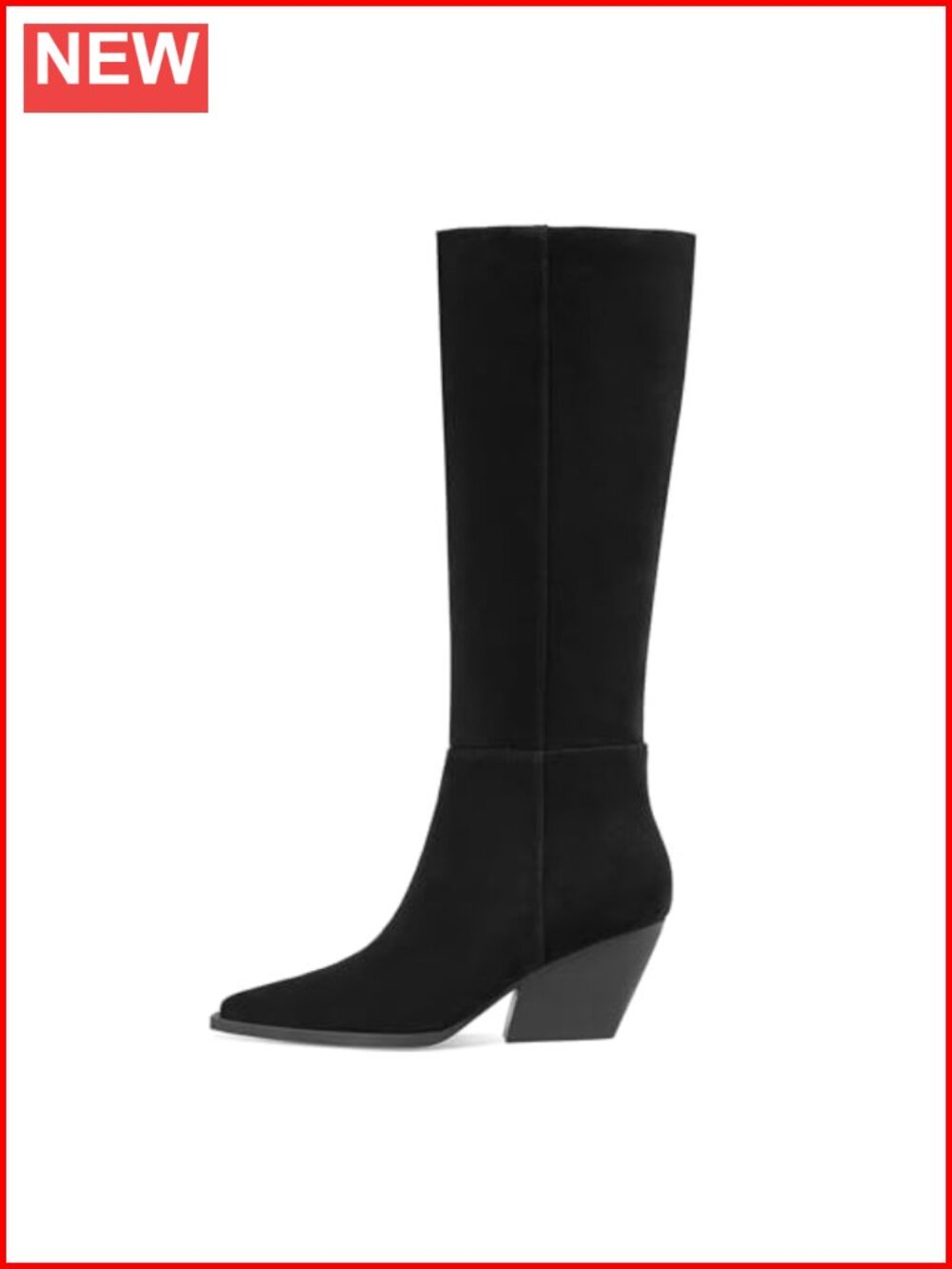 Women's Suede Knee-High Boots Chunky Heel Snip Toe